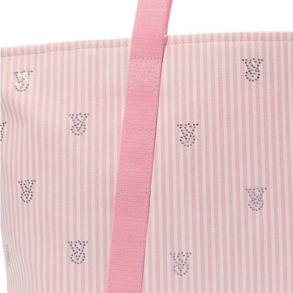 Victoria's Secret Pink VS Stripe Tote Bag with VS rhinestones logos - Picture 4 of 4